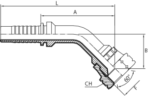 45° BSPP female swept elbow 60° cone