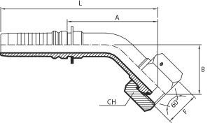45° BSPP O-ring Female swept elbow 60° cone (thrust-wire nut) - INTERLOCK