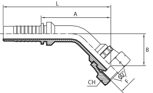 45° Metric Female swept elbow 60° cone
