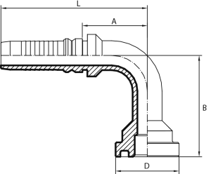 90° Flange 6000 PSI (one-piece) long drop - INTERLOCK