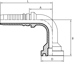90° Flange 6000 PSI (one-piece) long drop - INTERLOCK