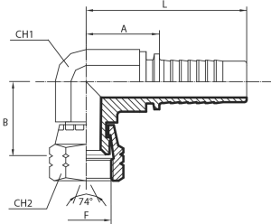 90° JIC Female compact elbow 60° cone