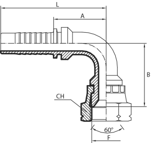 90° “KOMATSU” metric Female 60° cone