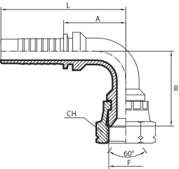 90° “KOMATSU” metric Female 60° cone