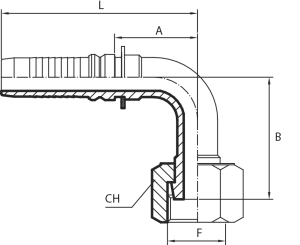 90° ORFS Female long drop - Interlock