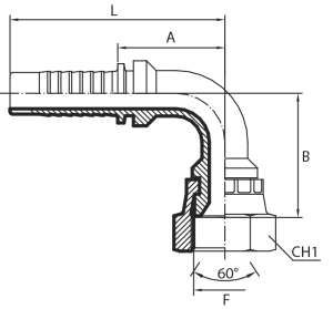 90° TOYOTA Female 60° cone