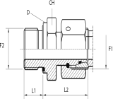 Straight stud standpipe adapter with captive seal and O-ring form E DIN 3852