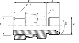 Adaptor female ORFS - male BSPP with 60° cone