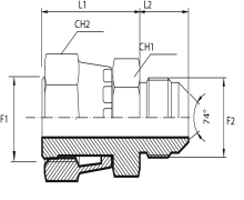Adaptor female ORFS - male JIC