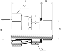 Adaptor female ORFS - male metric form E