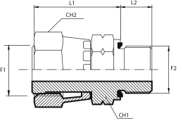 Adaptor female ORFS - male metric form E