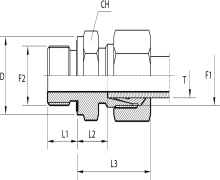 Male stud coupling with rubber seal form E DIN 3852
