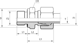 Male stud coupling with rubber seal form E DIN 3852