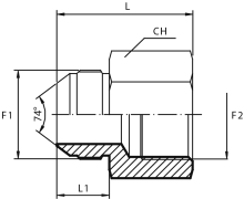 Adaptor male JIC - fixed female BSPP