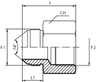 Adaptor male JIC - fixed female BSPP