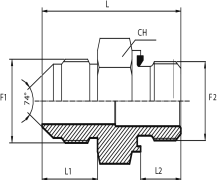 Adaptor male JIC - male BSPP form E