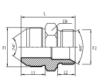 Adaptor male JIC - male BSPP with 60° cone