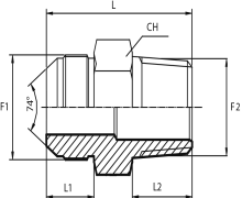 Adaptor male JIC - male BSPT