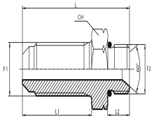 Long connector male JIC - metric male with 60° cone