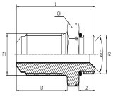 Long connector male JIC - metric male with 60° cone