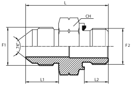 Adaptor male JIC - metric male form E