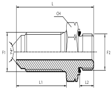 Long connector male JIC - metric male form E