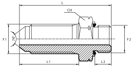 Long connector male JIC - metric male form E