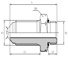 Long connector male JIC - metric male form E