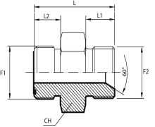 Adaptor male ORFS - male BSPP with 60° cone