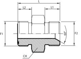 Adaptor male ORFS - male BSPP with 60° cone