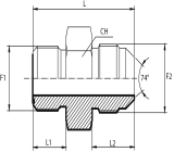 Adaptor male ORFS - male JIC