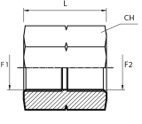 Adaptor metric fixed female - metric fixed female