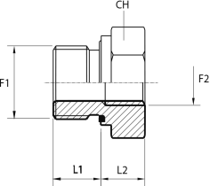 Male-female stud adapter packing ring