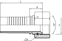 JIC straight Female 74° cone (thrust-wire nut)