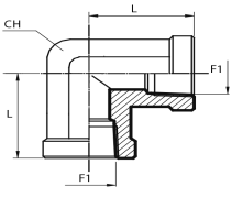 90° Adaptor fixed female NPT - fixed female NPT