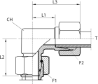 Angular rotary fitting with O-ring seal