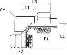 Angular rotary fitting