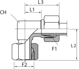 Angular rotary fitting