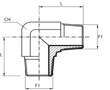 90° Adaptor male BSPT - male BSPT