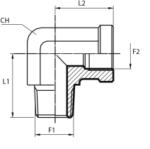 90° Adaptor male BSPT - fixed female BSPP