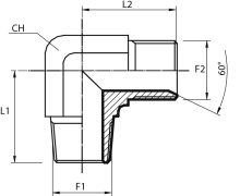 90° Adaptor male BSPP - male BSPT