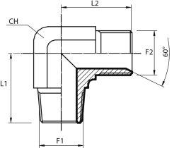90° Adaptor male BSPP - male BSPT