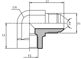 90° Adaptor male JIC - fixed female BSPP