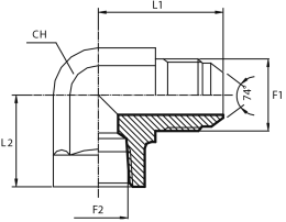90° Adaptor male JIC - fixed female NPT