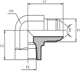 90° Adaptor male JIC - fixed female NPT