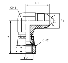 90° Adaptor male JIC - swivel female JIC