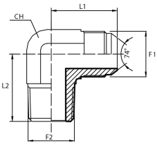 90° Adaptor male JIC - male BSPT