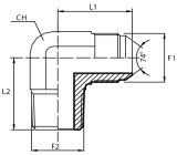 90° Adaptor male JIC - male BSPT