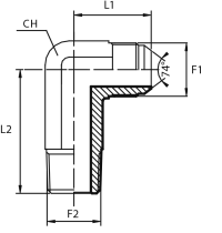 90° Long connector male JIC - male BSPT