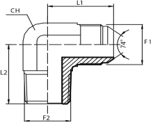 90° Adaptor male JIC - male NPT